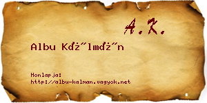 Albu Kálmán névjegykártya